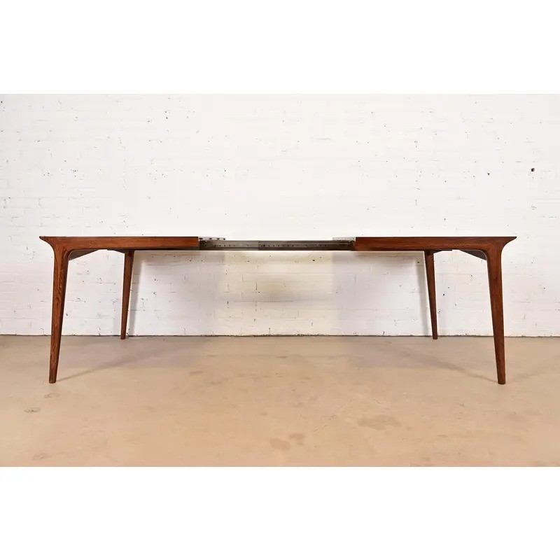 John Van Koert Mid-Century Modern Extension Dining Table, Newly Refinished gallery