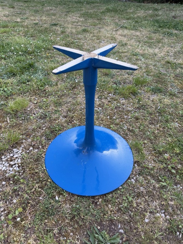 Vintage Tulip Metal Table Base Blue 1970s Low Table Height 52 cm