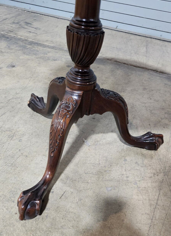 Stickley Carved Chippendale Mahogany Pie Crust Tilt Top Table Claw and Ball Feet gallery