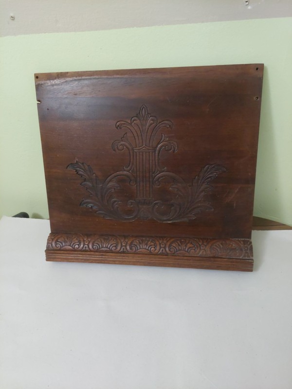 Antique Mahogany Wood Panel. Pressed Decotations. 15 X 13.5 gallery