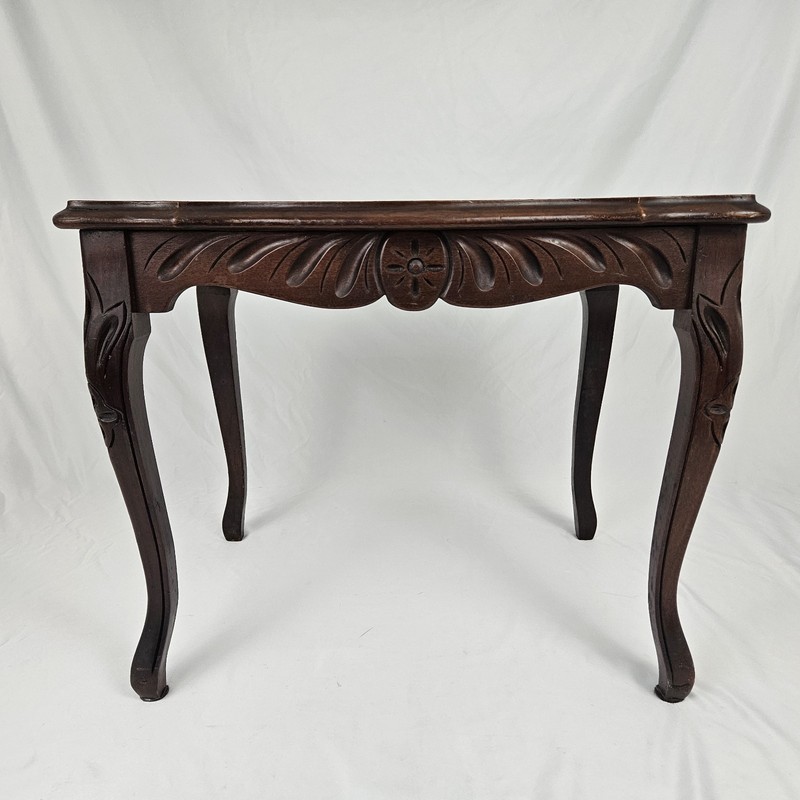 Vintage Louis XV Marble Top Tea Table Carved Walnut French Rococo Antique gallery