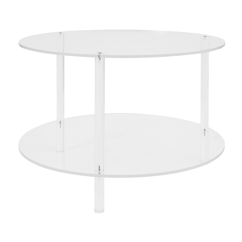 Modern Acrylic 2-tier Coffee Table Living Room Round End Table With Storage Rack gallery
