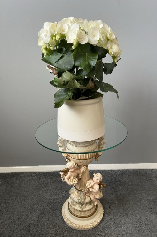Vintage Cherub Side Table Plant Stand / Lamp Stand Have Damage See Photos gallery