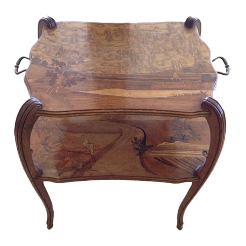 Antique Art Nouveau Inlaid Dessert Table by Victor Prouve – Signed – Circa 1920s