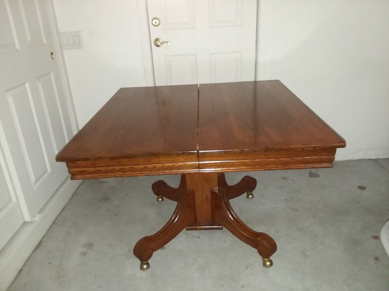 Antique Solid Oak Dining Table   gallery