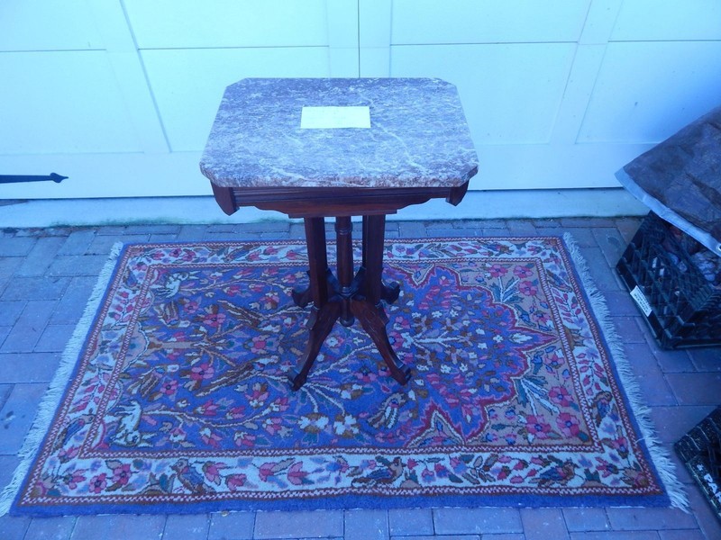 VICTORIAN MARBLE TOP MAHOGANY TABLE 28 1/8"H x 13 3/8"D x 18 1/4" W gallery