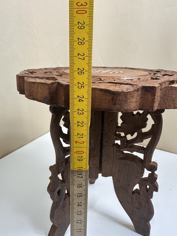 Vintage Hand Carved Anglo-Indian Folding side table Plant Stand Pedestal gallery