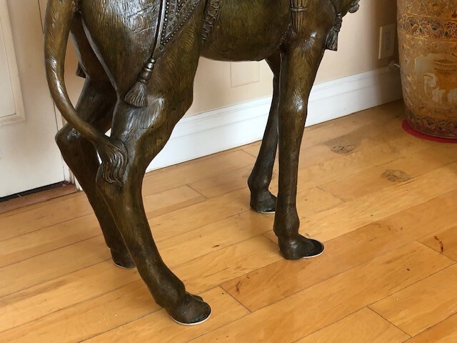 Side Table Bronze Camel Lost Wax Method Brass Sculpture Rare Estate Sale gallery