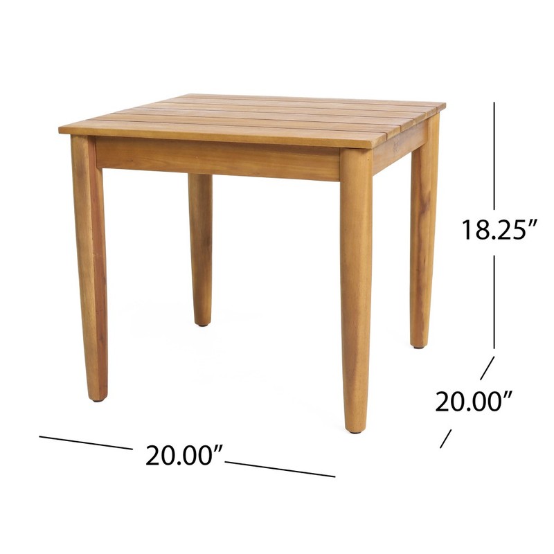 Rustic Teak Finish Acacia Wood Slat Top Side Table 20x20x18.25 Inch gallery