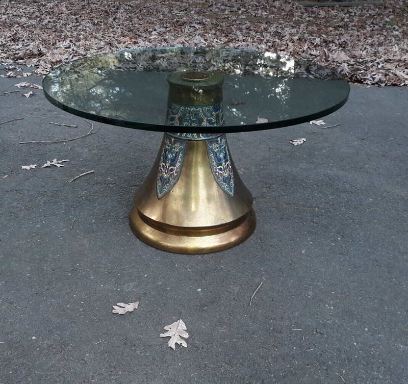 Antique Asian Champleve Enamel On Bronze Cocktail Table Chinese Japanese gallery
