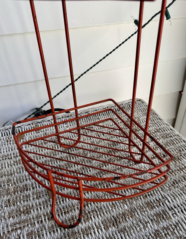 Vintage Wire Rack Metal Plant Stand Table Atomic ORANGE gallery