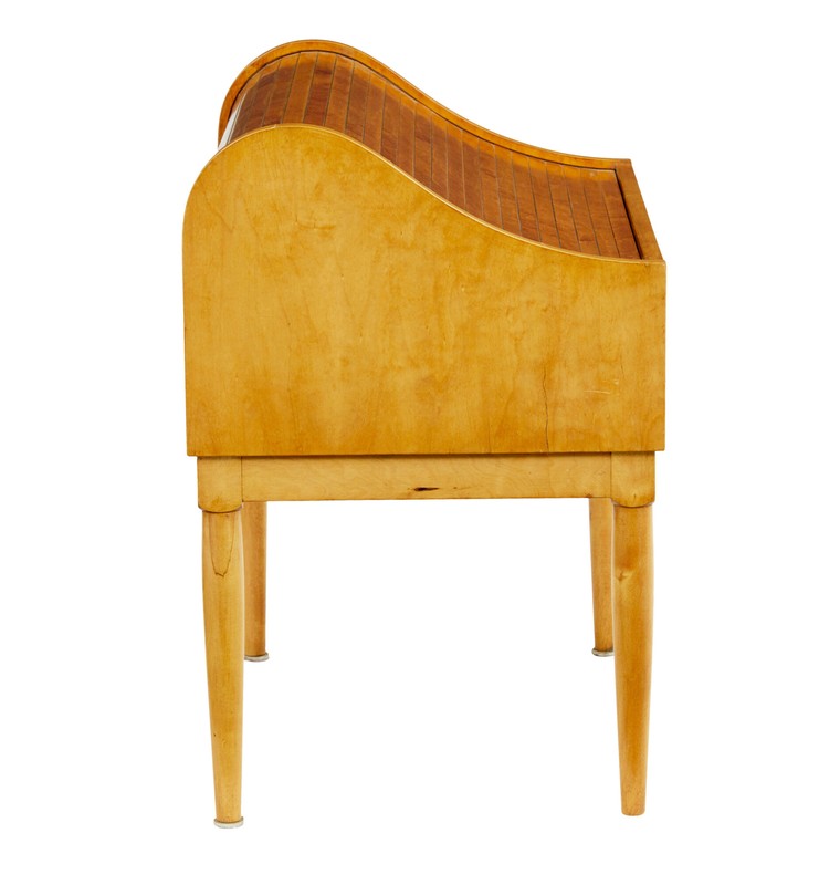 MID 20TH CENTURY BIRCH TAMBOUR SEWING BOX ON STAND gallery