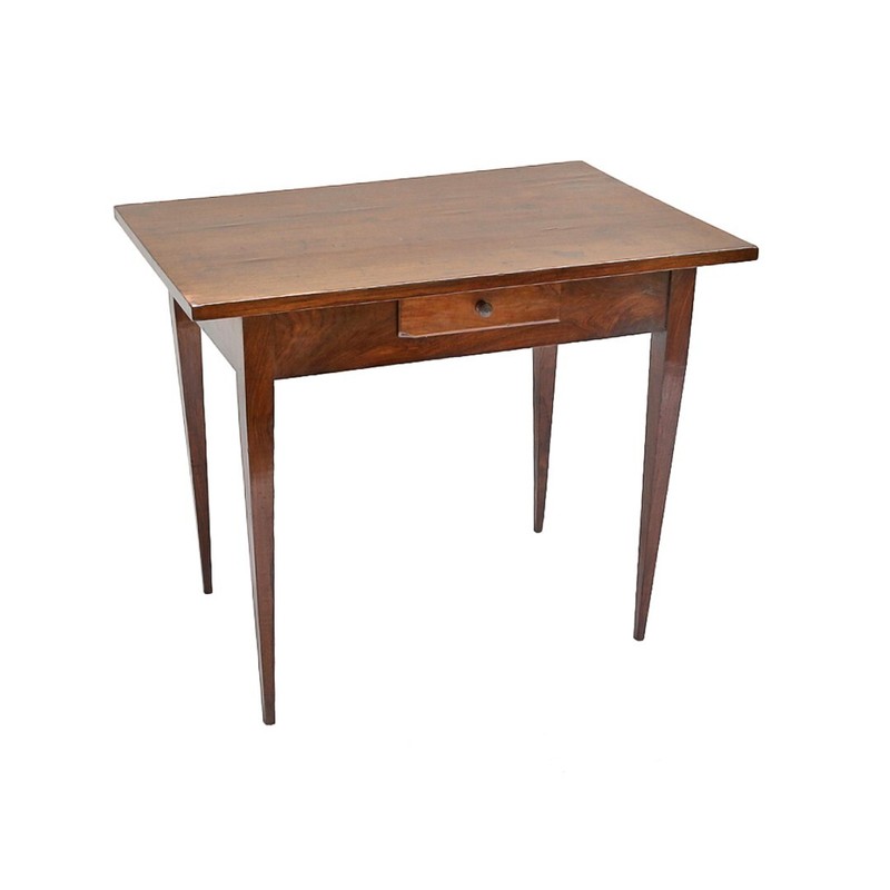 Antique Italian Walnut Directoire Table / Desk with Drawer Tapered Legs