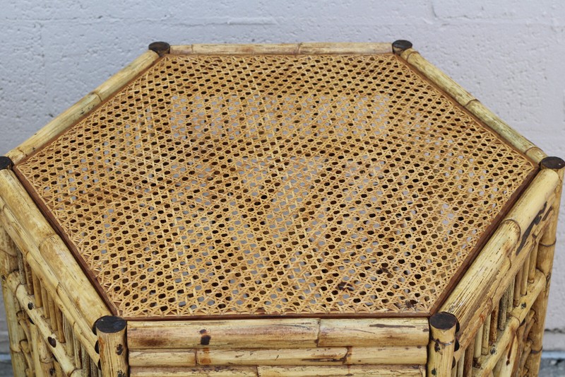 Large Vintage Brighton Pavilion Style Burnt Bamboo Fretwork Dining Table Bases gallery