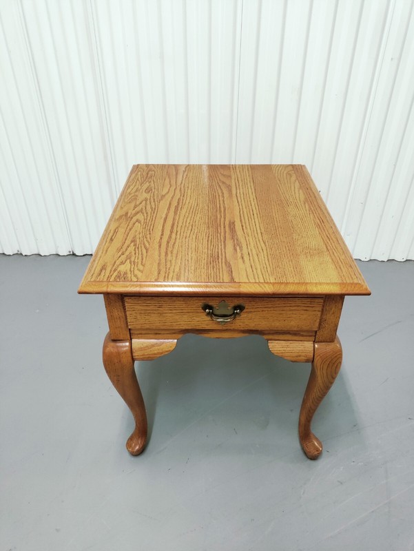 Broyhill Furniture Rustic Country Style Pecan 22" Accent End Table,;23.25 High, gallery