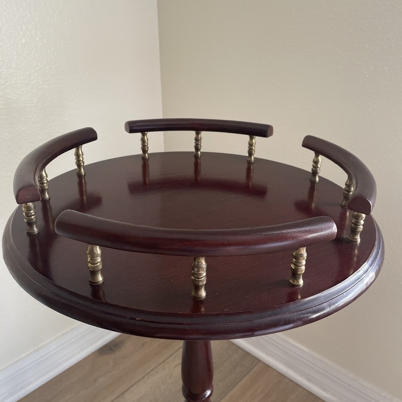 VINTAGE CHIPPENDALE MAHOGANY BAR/COFFEE SIDE TABLE PLANT STAND TRIPOD 26”Hx15”W gallery