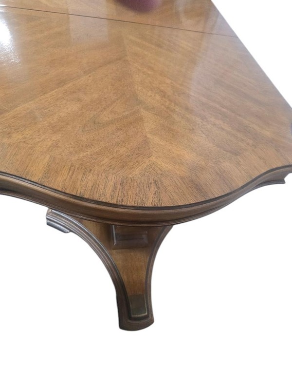 Mid-Century Modern Dining Table with Chevron Veneer Top gallery