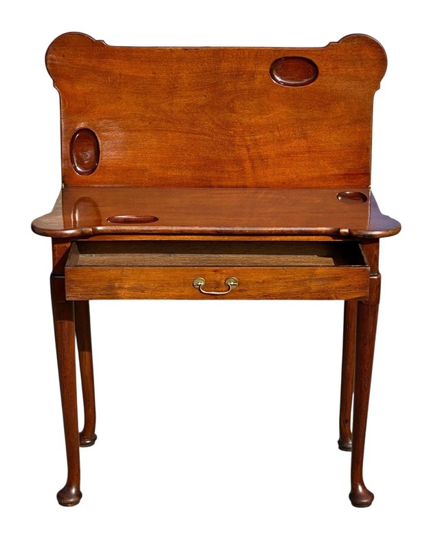 Antique English George III Mahogany Card Table / Console Table With Drawer gallery