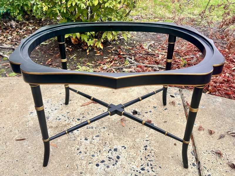 Antique Hand Painted Signed English Hand Painted Tole Tray Top Coffee Table gallery