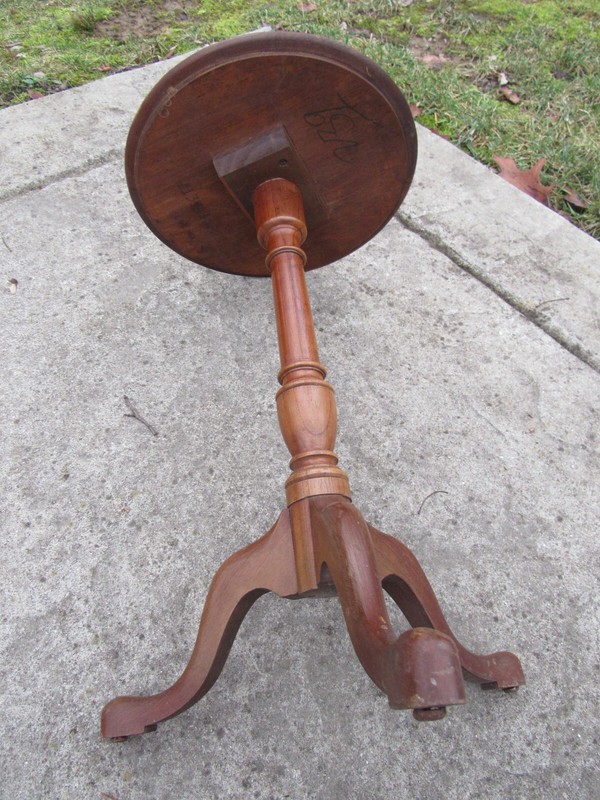 Antique pedestal side stand SOLID WALNUT round table old ESTATE SALE leather gallery