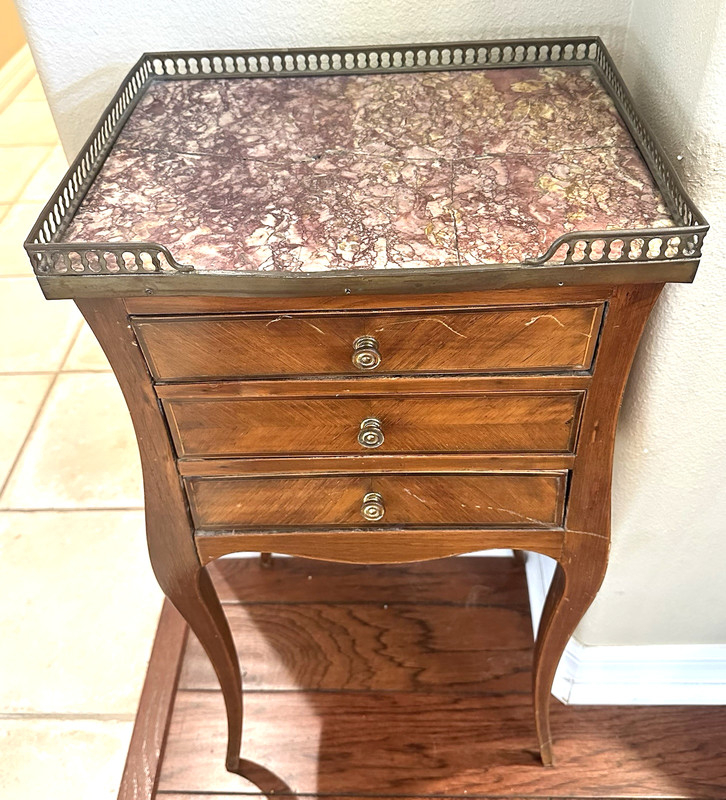 ANTIQUE LOUIS XV STYLE SIDE END TABLE ROUGE MODELED MARBLE TOP 19th CENTURY gallery