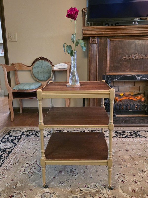 Vintage Rengency Style 3 Tiered Table with Casters Solid Wood gallery