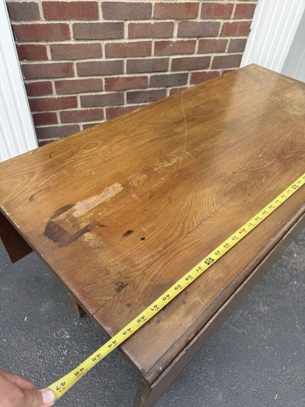 Antique Country Drop Leaf Table Solid Wood Farm Table Straight Leg See Pics gallery