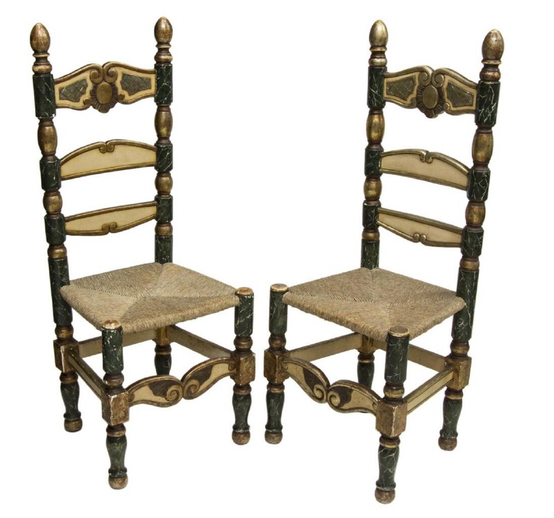 Antique Console Table, Mirror & 2 Side Chairs, Spanish, Marble-Top Gilt, 1800s! gallery