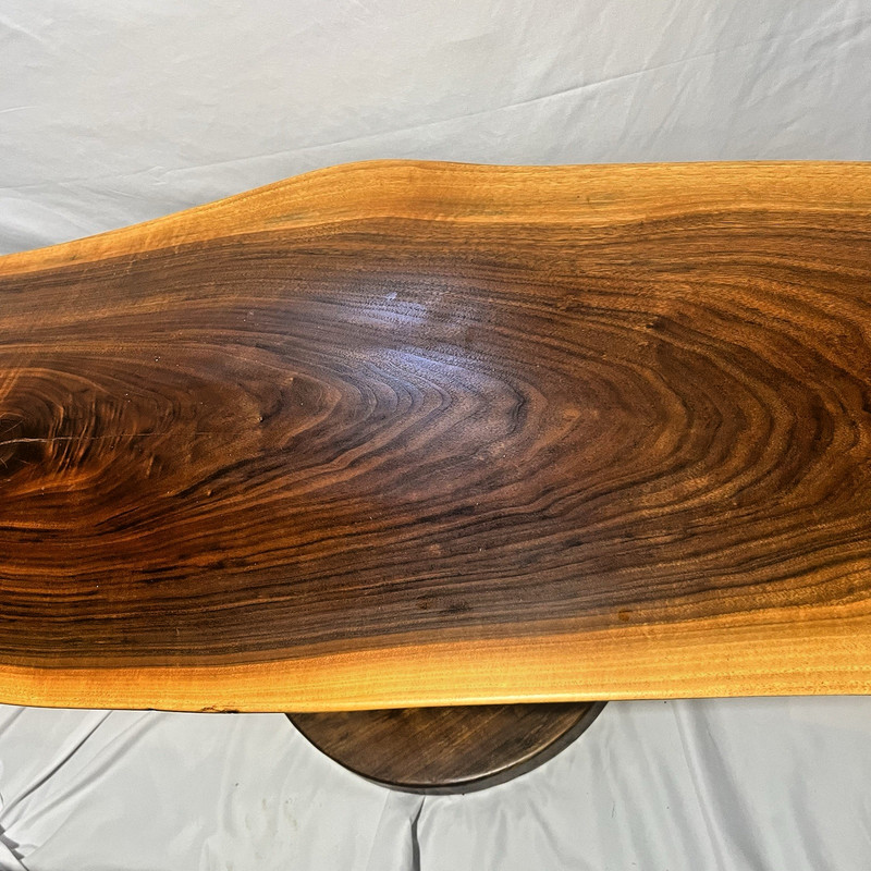 Live Edge Burl Side Table on Stump 24tallx50longx13-18wide Natural Wood Vintage gallery