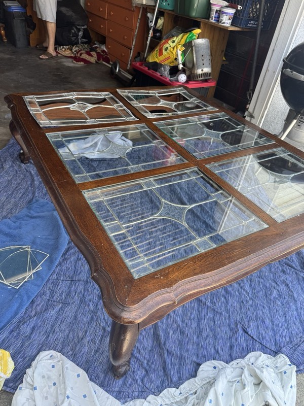 Antique Leaded Glass Coffee Table gallery
