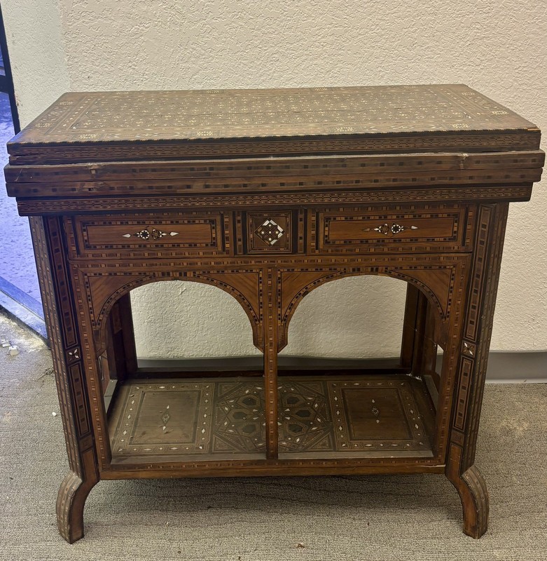 19th C SYRIAN INLAID GAMING TABLE