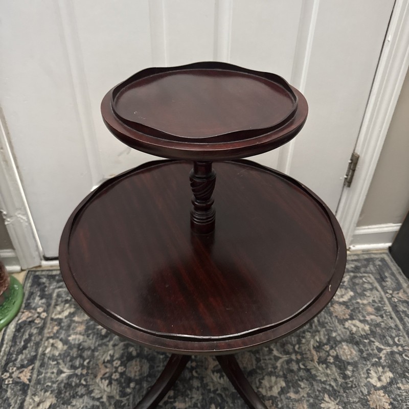 Antique Mahogany Pie Crust Round 2-Tier Pedestal Duncan Phyfe Table Claw Footed gallery