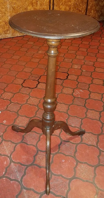 Antique Early American Walnut Candle Stand Circa 1800.