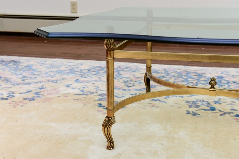 Mid Century Hollywood Regency Brass And Beveled Glass Top Coffee Table gallery