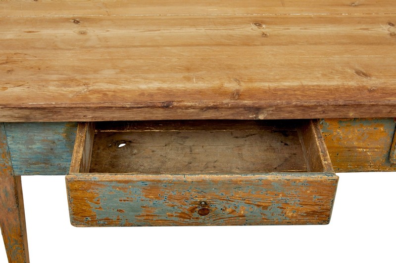 MID 19TH CENTURY ORIGINAL PAINT SWEDISH PINE BAKERS TABLE gallery