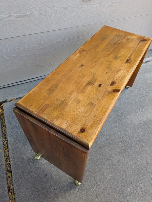 Vintage Mid Century Modern Rustic Country Solid Wood Rolling Desk Table R53 gallery