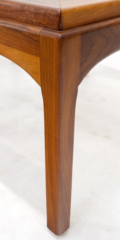 Pair Solid Oiled Walnut Smoked Glass Rectangle End Tables Stands Mid Century gallery