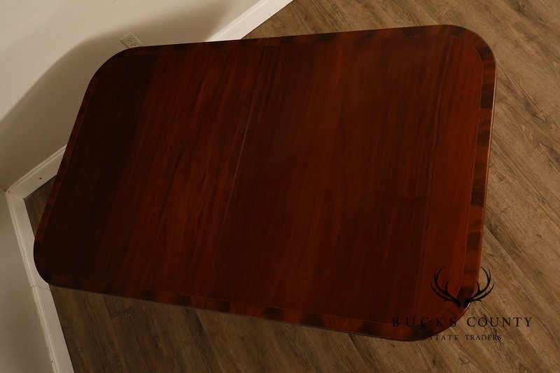 Regency Style Banded Mahogany Double Pedestal Dining Table With 2 Leaves gallery