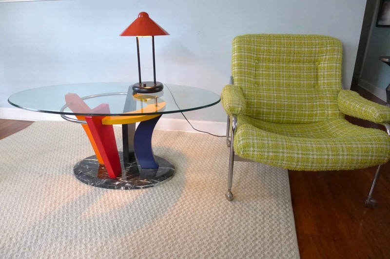 Memphis Design Marble and Glass Coffee Table 1980s Colorful Abstract Postmodern gallery