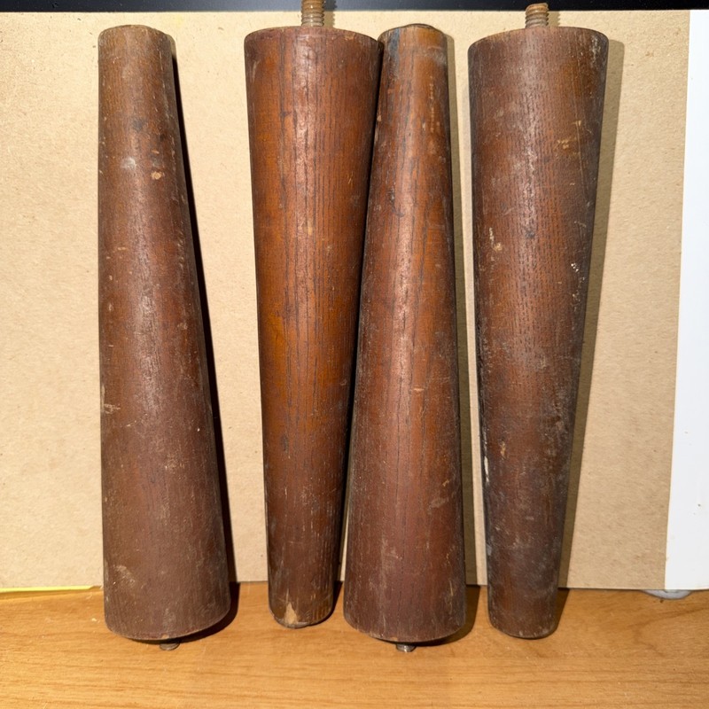 4 Mid Century Wooden Coffee Table Ottoman Book Case Legs 8.25” Tall MCM