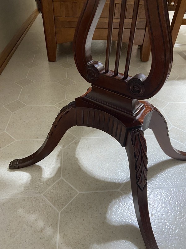 Vintage / Mid-Century MERSMAN Lyre Harp Base Oval Side Table gallery