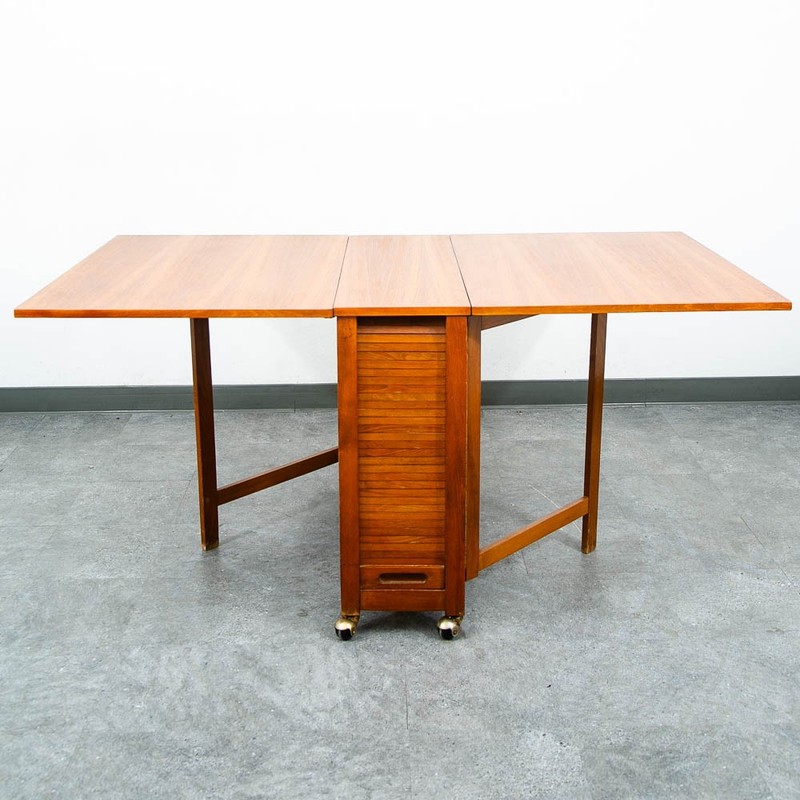 Mid Century Danish Modern Dining Table Drop Leaf Gate Leg Folding Teak MCM gallery