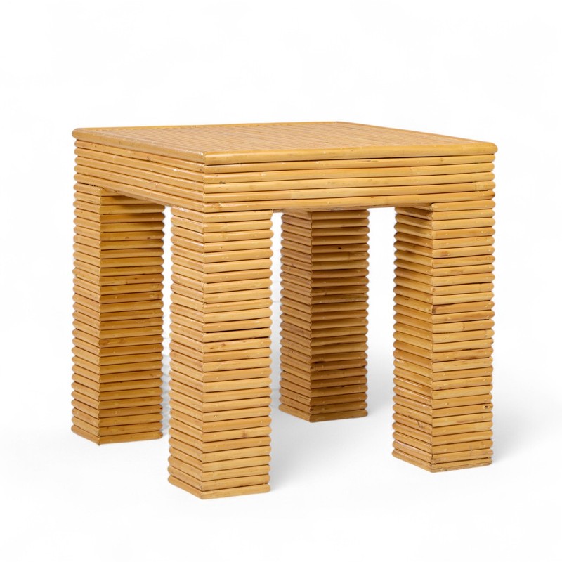McGuire Style Mid Century Rattan Side Tables - Pair gallery