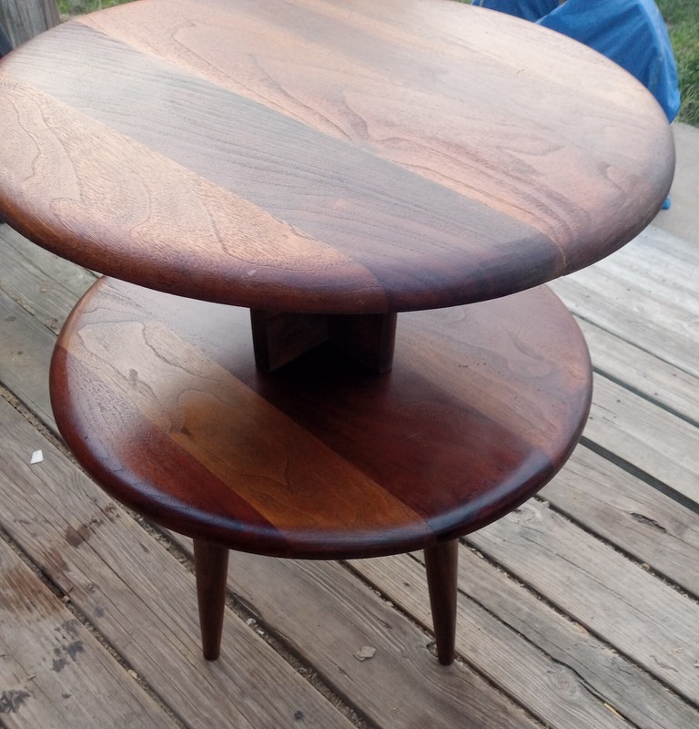 Mid Century Solid Walnut Round End Table (ET636) gallery