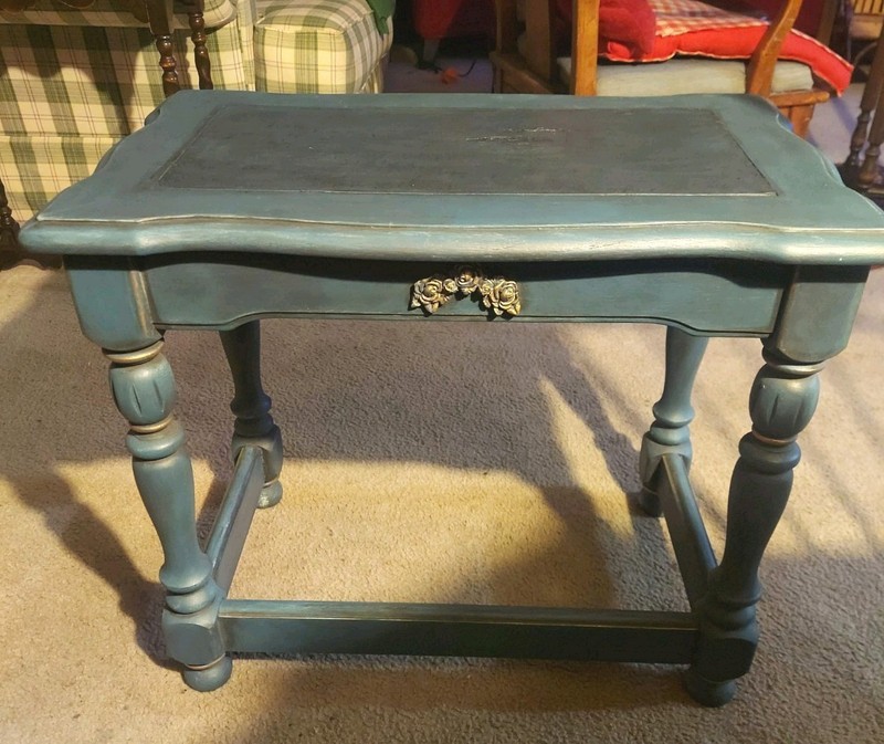 Vintage Hammary End Table In Antebellum blue Solid Wood Walnut Made in USA gallery