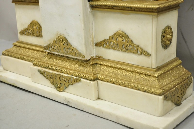 French Louis XV Style Marble & Figural Bronze Ormolu Console Table w/ Cherubs gallery