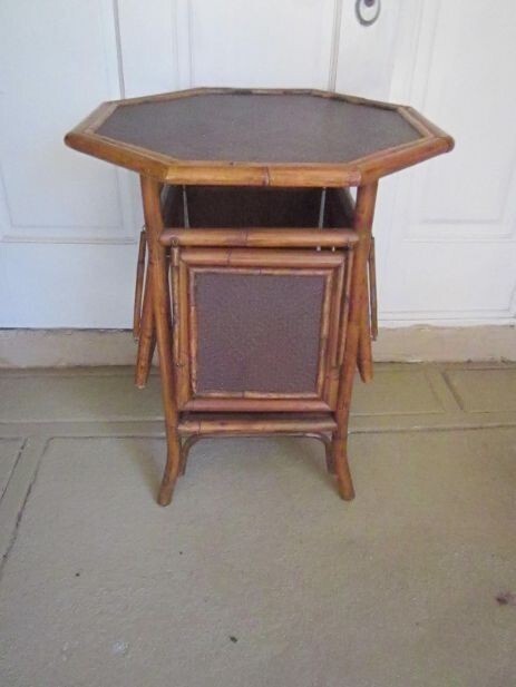 French Bamboo Rush Side Table 19th Century France Tiered Dessert Server gallery