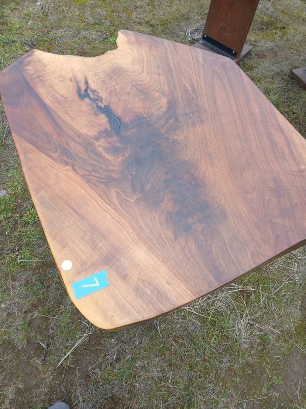 Solid Black Walnut Live Edge Table – Natural Slab – Pedestal Base