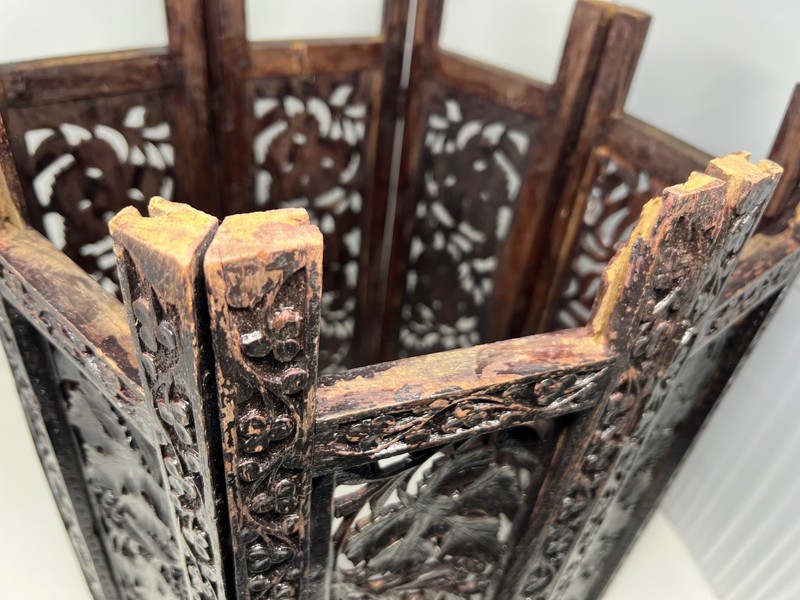 Antique Hand Carved Sheesham Octagon Folding Table gallery