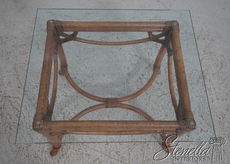 63597EC: Pair Modern Design Bamboo Base Glass Top Lamp Tables gallery